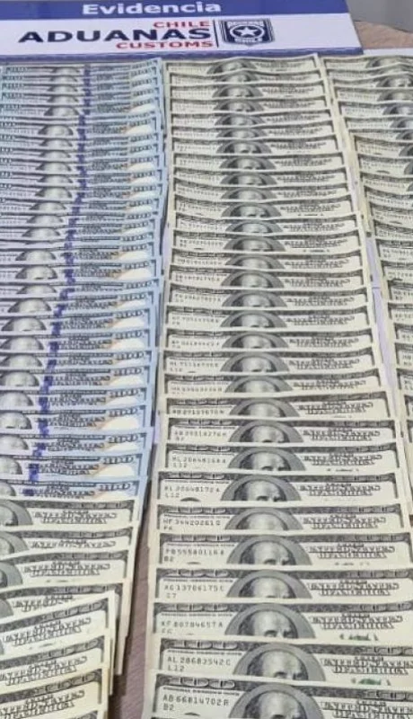 Los billetes incautados por la Aduana chilena. (Foto: 24 Horas)
