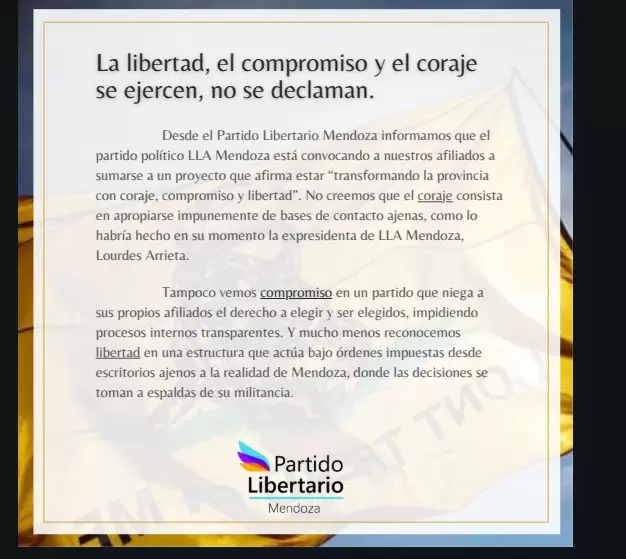 Comunicado Partido Libertario