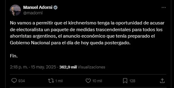 Explicación de Adorni a través de X