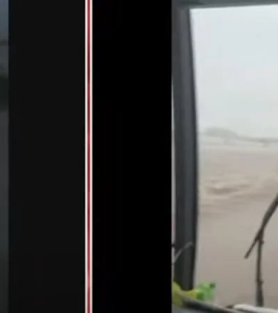 Un colectivo en el viajaban niños de entre 9 y 10 años de un colegio de Lanús que volvían de un viaje de estudios de Rosario. Fuente: X