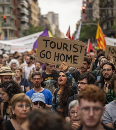 Protesta vecinal contra el turismo de masas el 19 de junio de 2024.