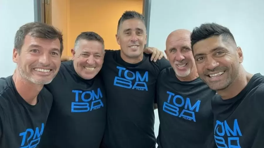 El cuerpo técnico de Daniel Oldrá: Guillermo Franco, Marcucci, el Loco Ibáñez, el Gato y Nico Olmedo