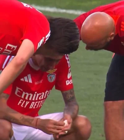Ángel Di María lloró desconsoladamente en su despedida del Benfica.