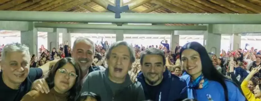 Jorge Omar Gimenez durante el reciente acto realizado en el Este de Mendoza por Emir Félix, titular del PJ local.