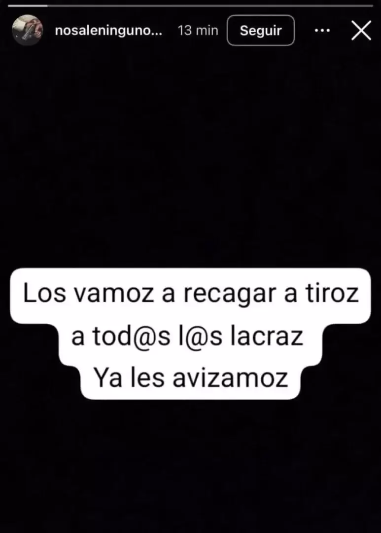 Uno de los mensajes amenazadores. (Imagen: web)