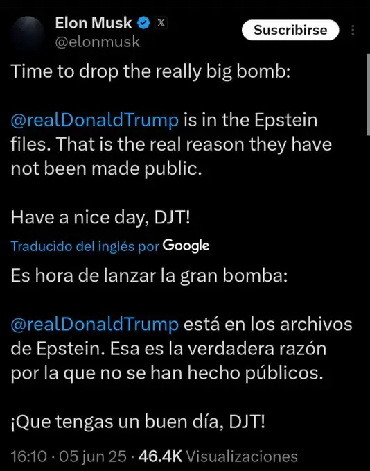 El polémico posteo de Musk.