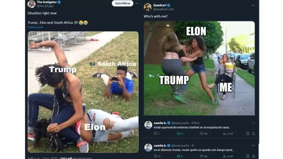 Memes de la batalla entre Donald Trump e Elon Musk.