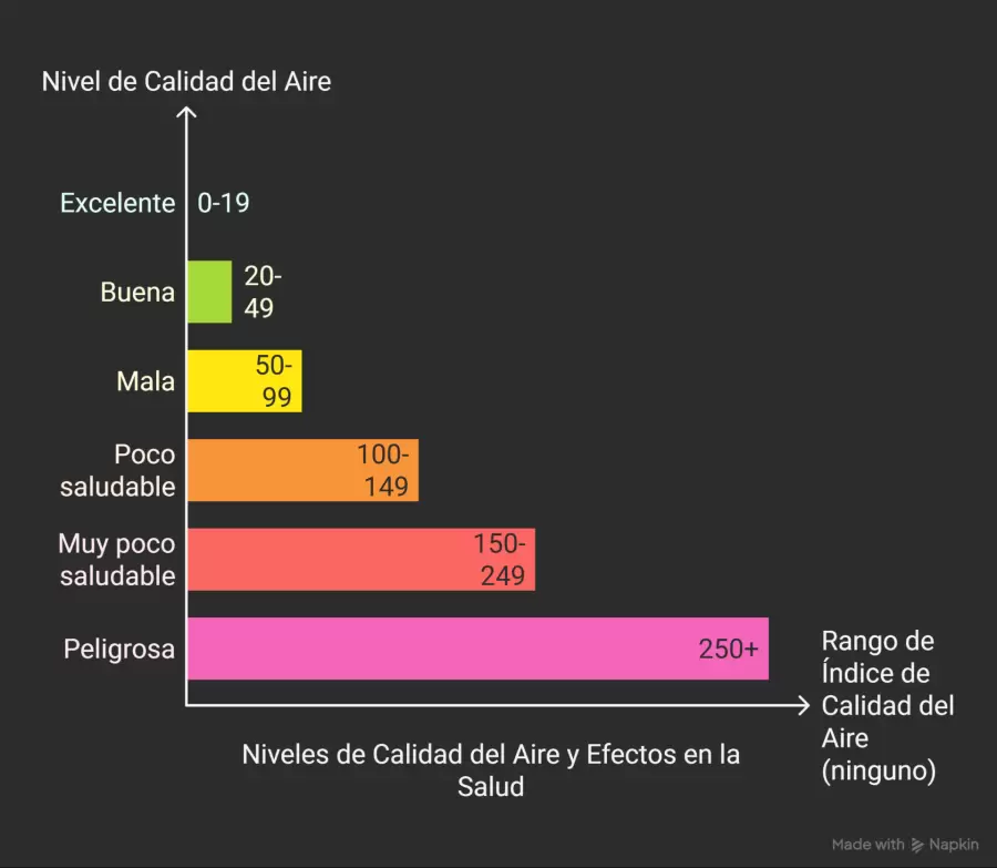 La escala de calidad del aire según Plume Labs.