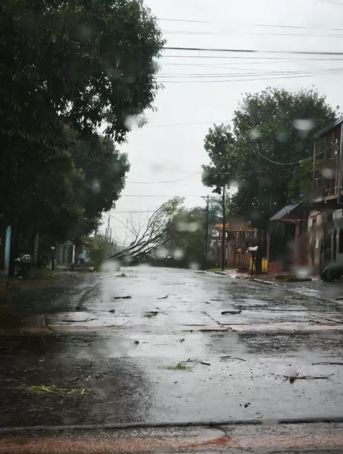 Destrozos materiales en Puerto Iguazú por el temporal. (Foto: Redes sociales)