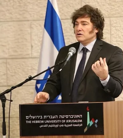 Milei en la Unviersidad Hebrea de Jerusalen. (Foto: Presidencia de la Nación)