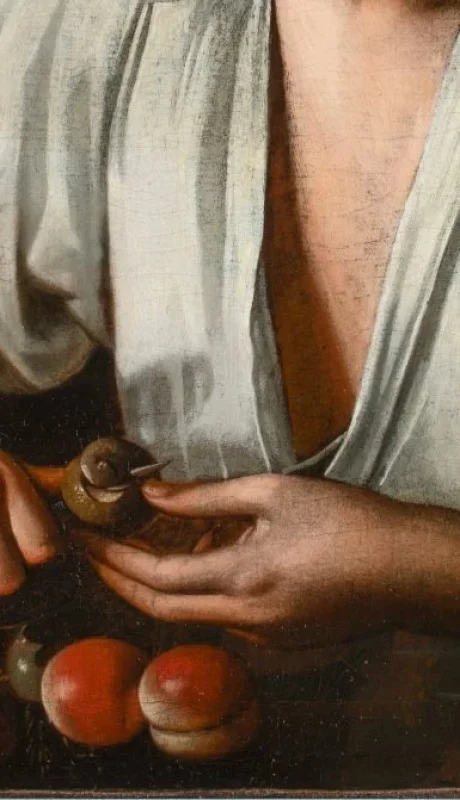 Detalle de Niño pelando fruta (1592-1593), de Caravaggio.
