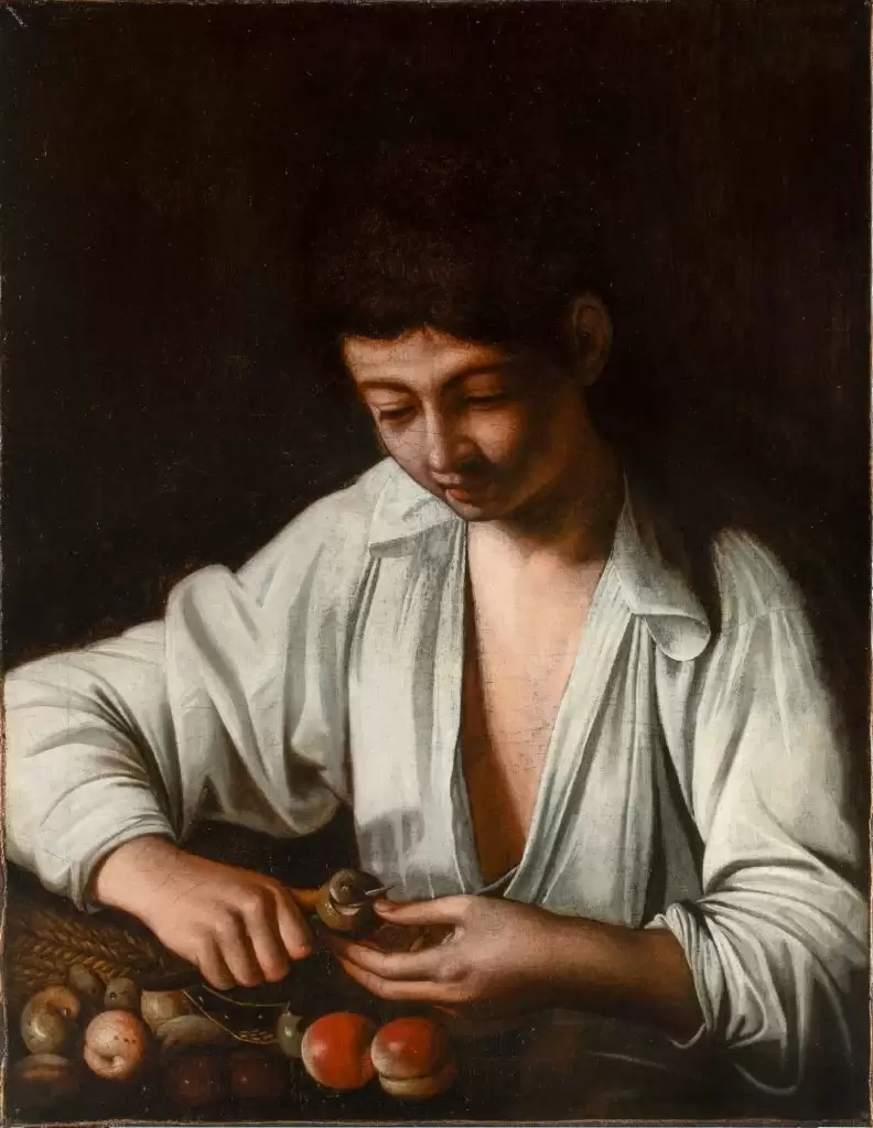 Niño pelando fruta de Caravaggio.
