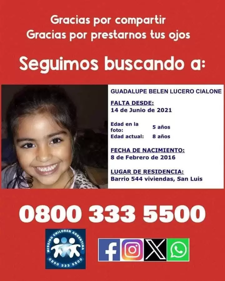 Guadalupe desapareció el 14 de junio de 2021/ Fuente: Web