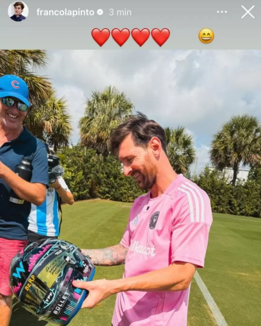 Colapinto le mandó un regalo a Messi.