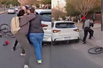 "¡Le tiraste el auto encima!": el video viral de una feroz pelea entre una pareja y ciclistas