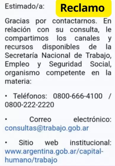 La respuesta desde el Ministerio de Capital Humano