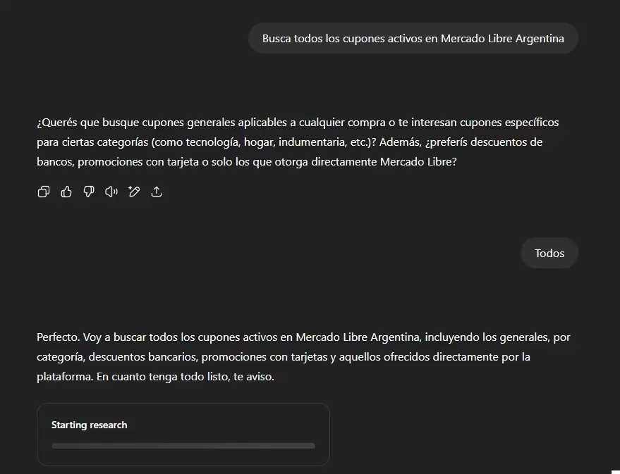 Ejemplo de búsqueda de descuentos en ChatGPT