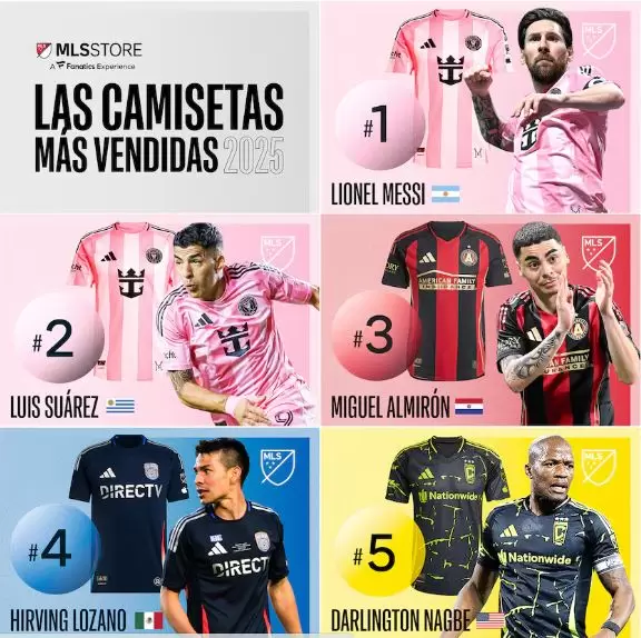 Las camisetas más vendidas de la MLS.