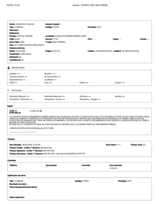 El parte de la amenaza