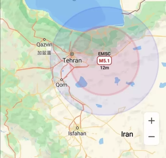 El radio de alcance del sismo.