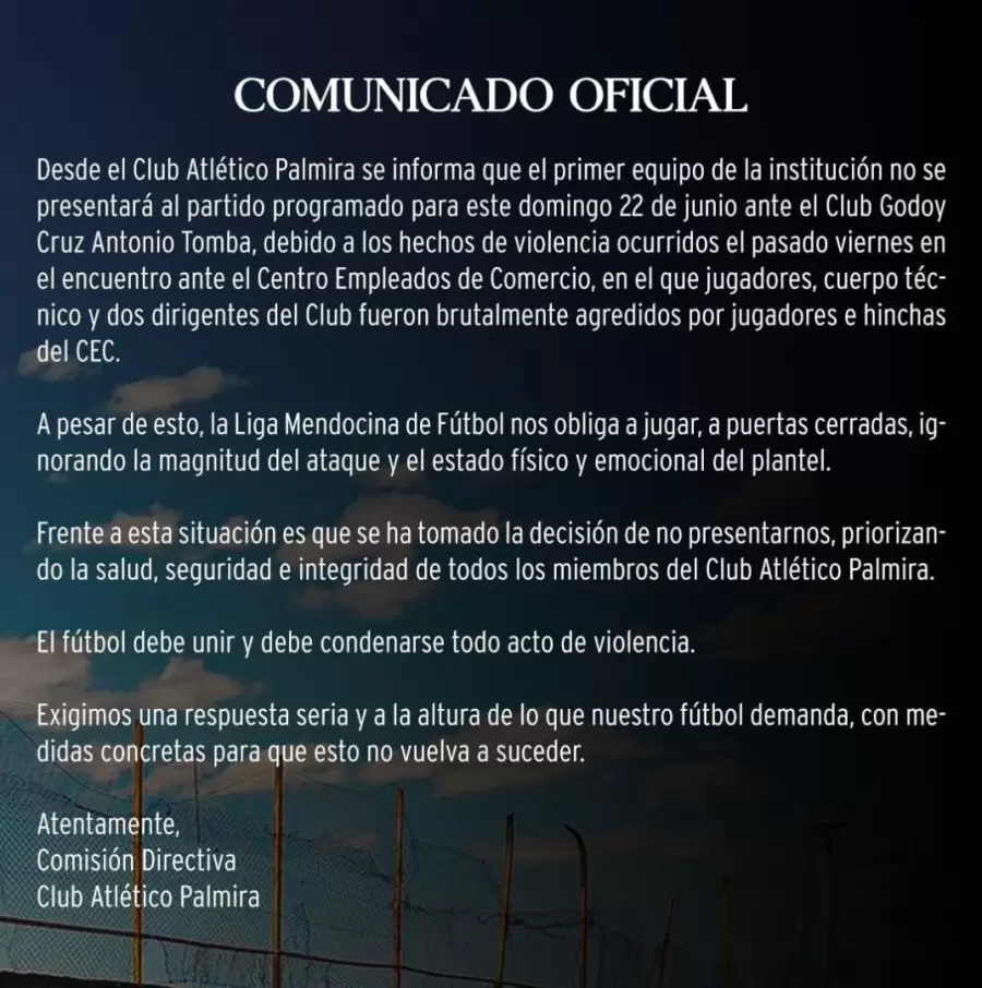 El comunicado de Palmira.