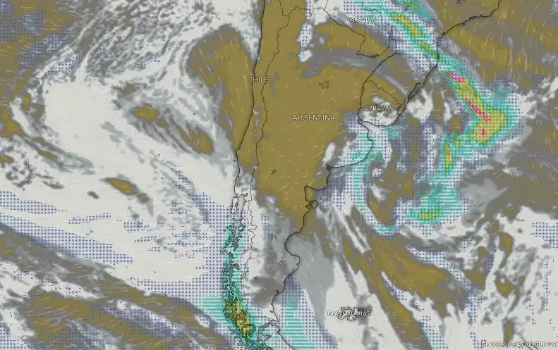 Nubosidad sobre Argentina el lunes 23 de junio a las 09.50.