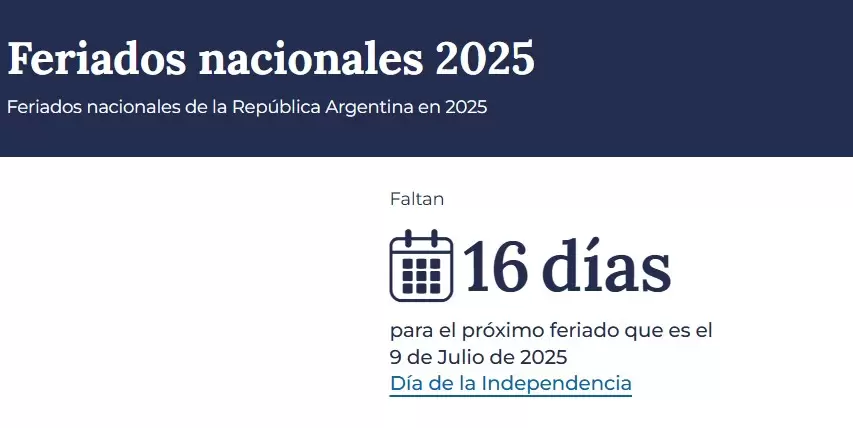 Feriados nacionales 2025.