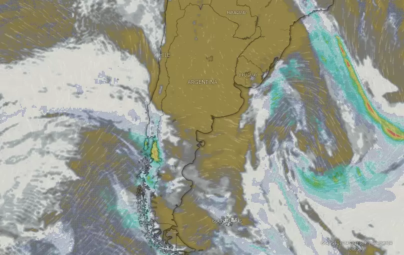 Nubosidad sobre la República Argentina a las 09.41.