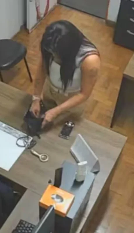 La docente fue captada infraganti por la cámara de seguridad.