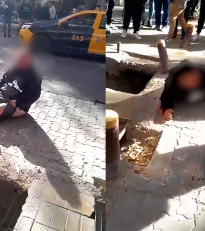 Mirá el momento en que un presunto ladrón fue linchado en la Galería Tonsa