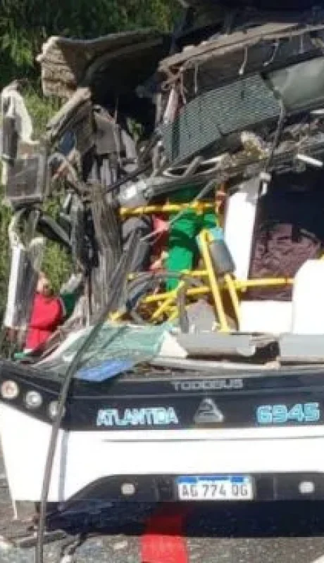 Estado del colectivo tras el fuerte encontronazo con un camión. (Foto: gentileza Ámbito)