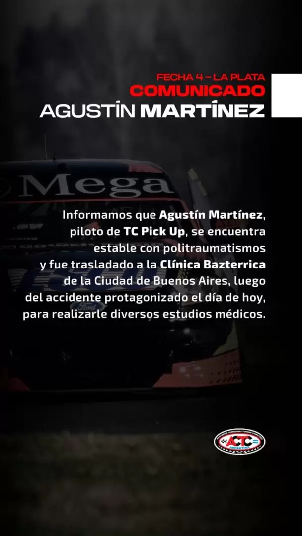 Comunicado sobre la salud de Agustín Martínez/ Fuente: ACTC