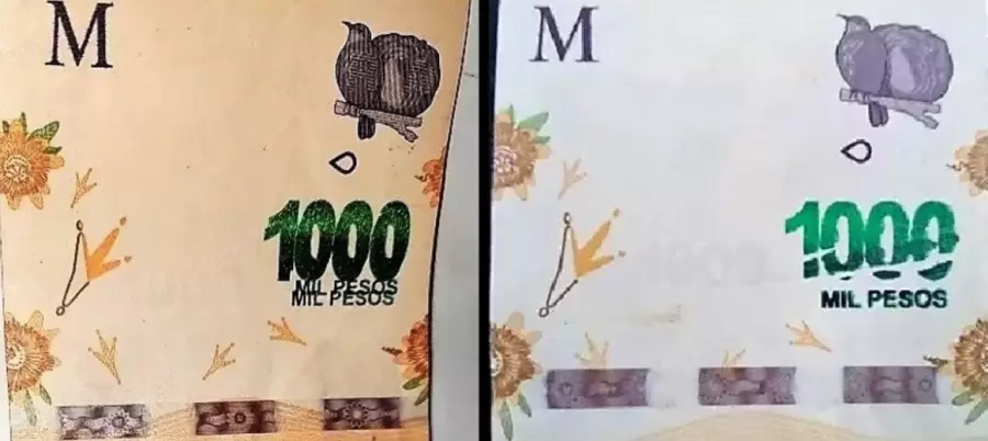 En los billetes fallados algunas veces los dígitos se entrecortan o parecen corridos.