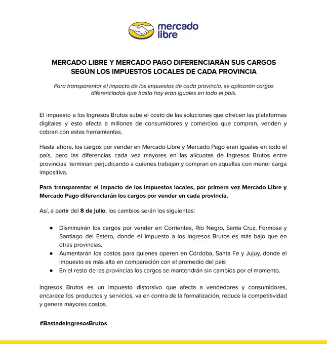 Comunicado de Mercado Pago