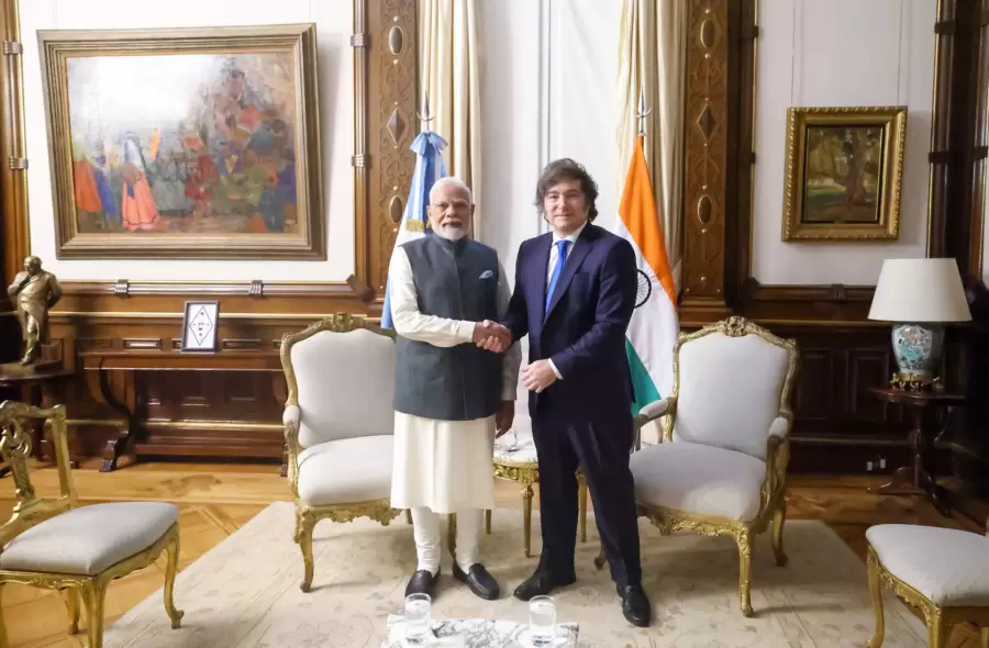 Javier Milei recibió al primer ministro de India, Narendra Modi