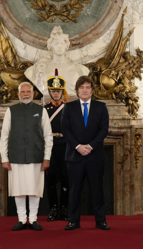 Javier Milei recibió al primer ministro de India, Narendra Modi.