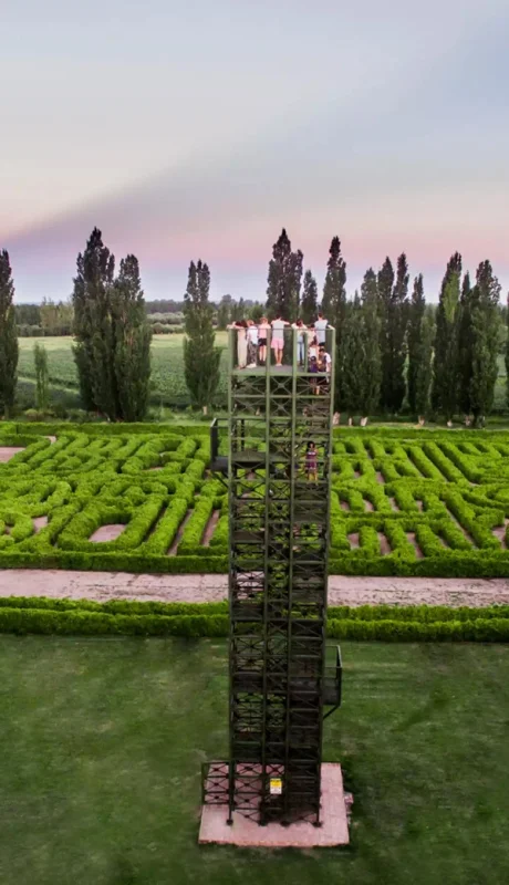 En el centro del parque, la torre María Kodama, de 22 metros de altura, permite observar en perspectiva el Laberinto