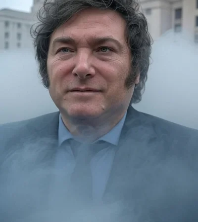 Javier Milei en la niebla que lo rodea.