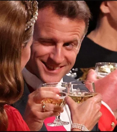 El guiño del líder galo es visto, por muchos, como un gesto provocador e innecesario en un evento tan protocolar.