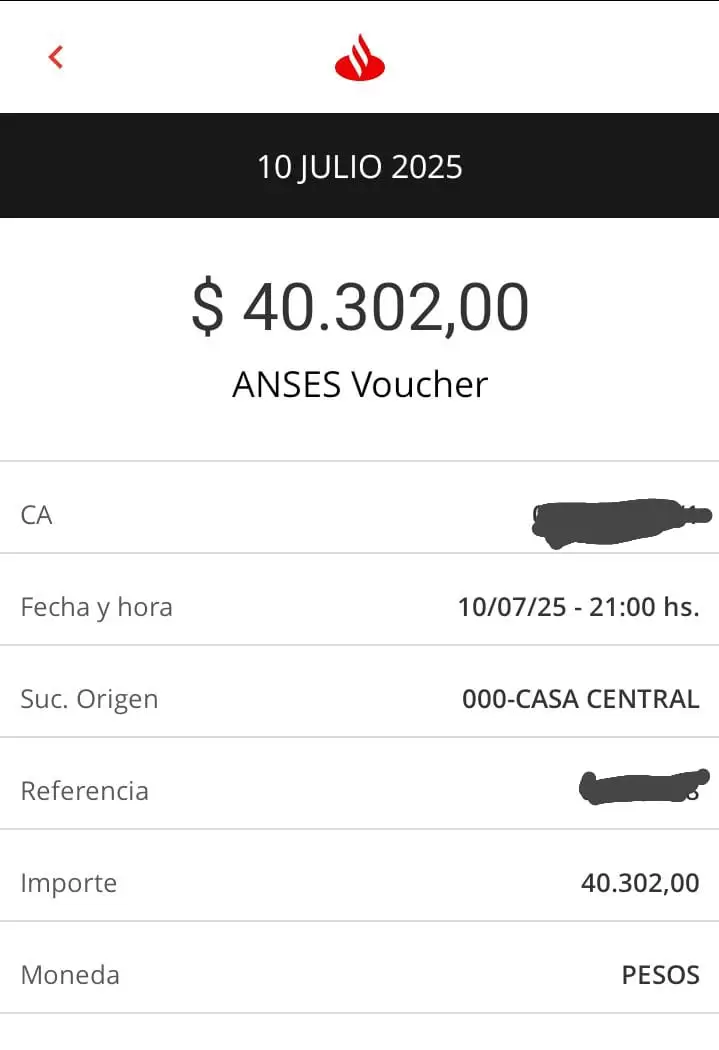 El total del voucher acreditado en la cuenta informada