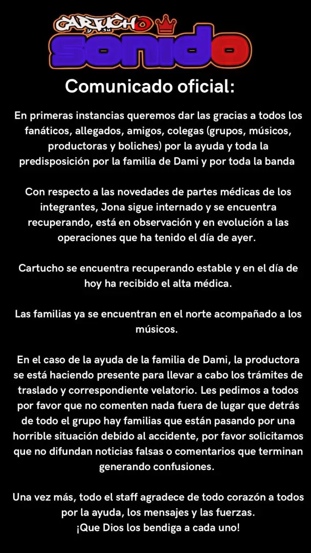 El informe de la productora de la banda