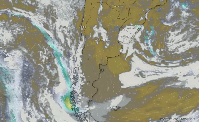 Nubes sobre Argentina el lunes 14 de julio de 2025 a las 09.40.