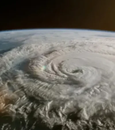 La ciclogénesis sobre Argentina vista desde la Estación Espacial Internacional.