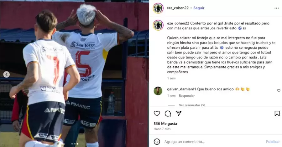 El festejo de Ezequiel Cohen.