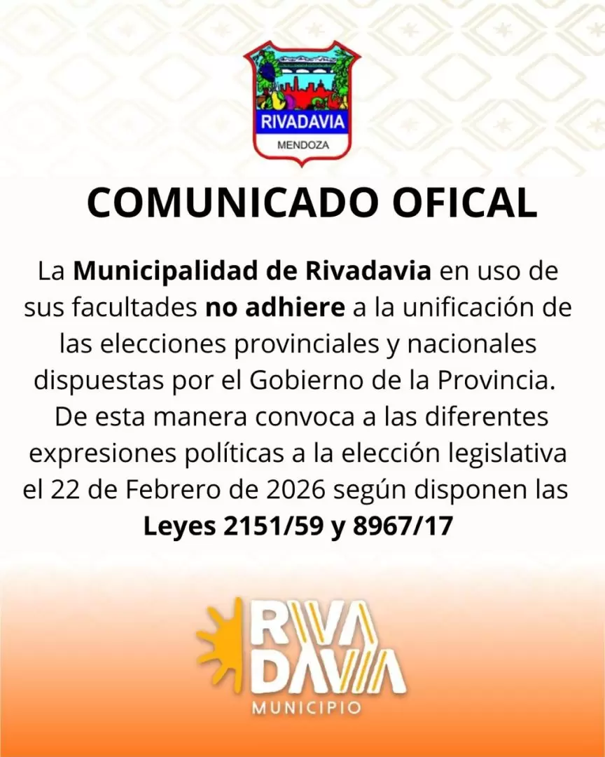Comunicado oficial de Rivadavia.