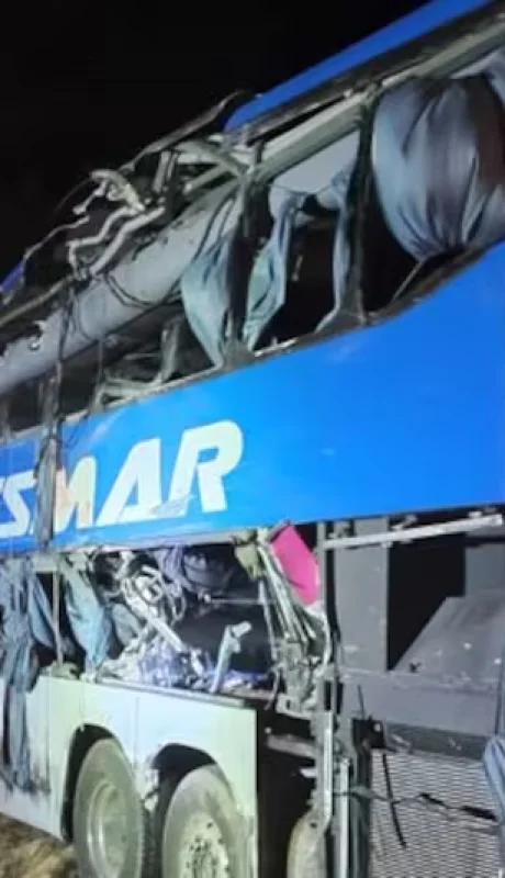 El micro involucrado en el terrible accidente. (Foto: X / NA)