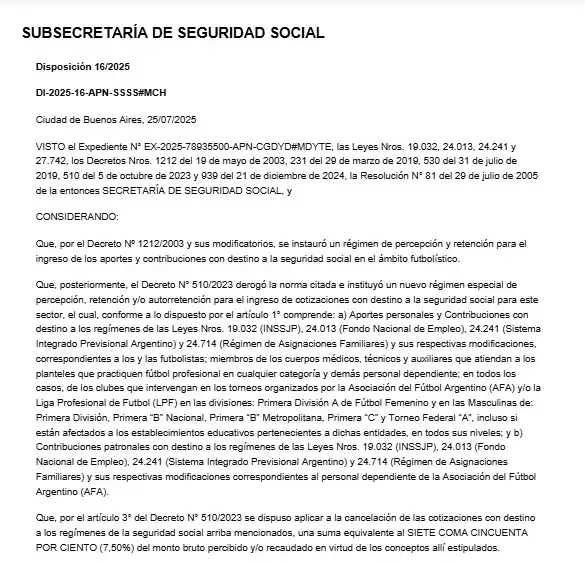 El Gobierno quita beneficios y aumenta alícuotas a los clubes/ Fuente: Captura de pantalla