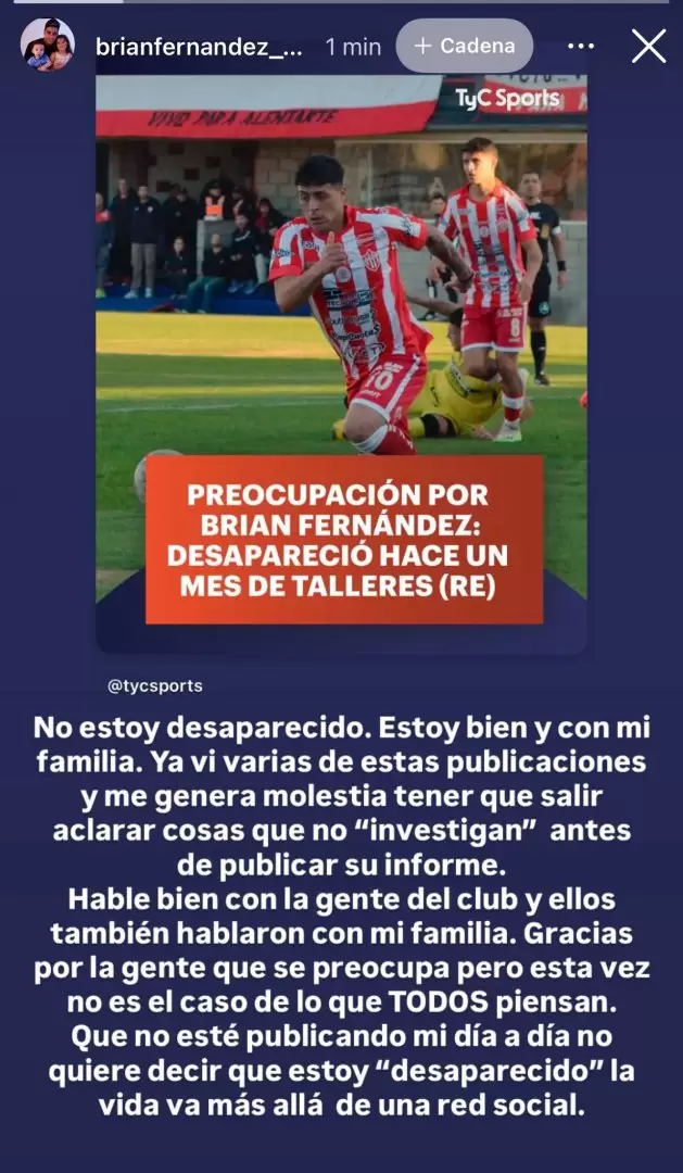 La situación de Brian Fernández.