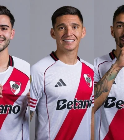 Simón, Kranevitter y Lanzini los tres separados.