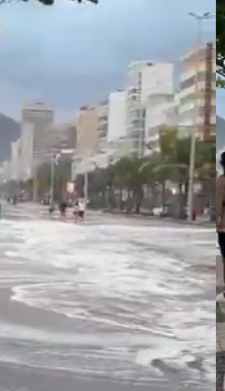 El mar desbordó y afectó a los comercios de Río de Janeiro.